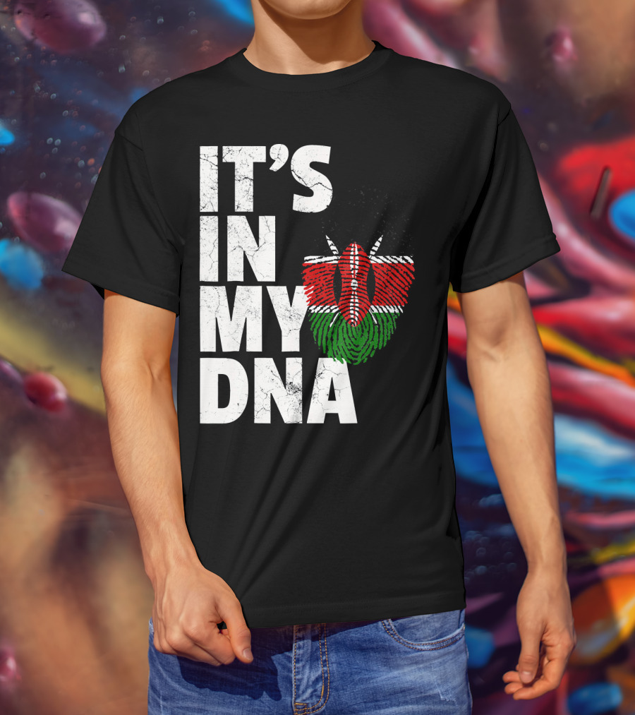 ITS IN MY DNA Kenya Flag Fingerprint T-Shirt