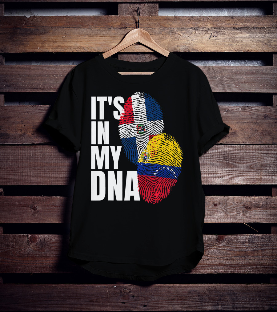 It's In My DNA Dominican Venezuelan Fingerprint Flags T-Shirt
