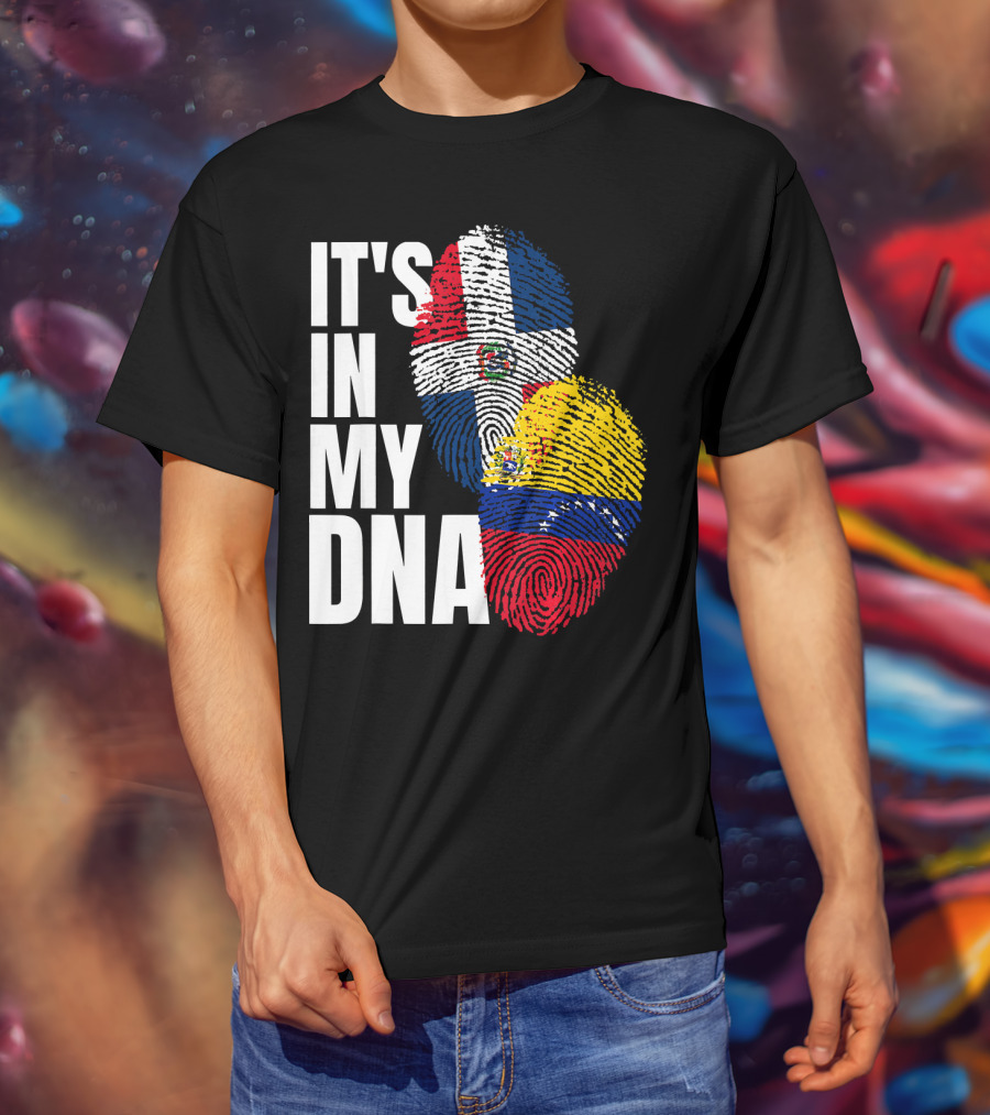 It's In My DNA Dominican Venezuelan Fingerprint Flags T-Shirt