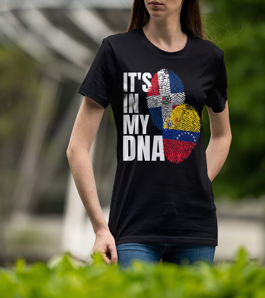 It's In My DNA Dominican Venezuelan Fingerprint Flags T-Shirt