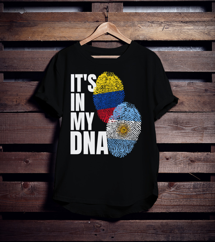 IT'S IN MY DNA Colombian And Argentinian Flags Fingerprint T-Shirt