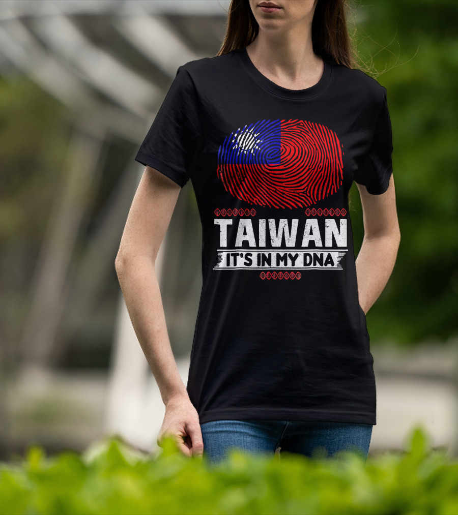 TAIWAN IT'S IN MY DNA Fingerprint Taiwanese Flag T-Shirt