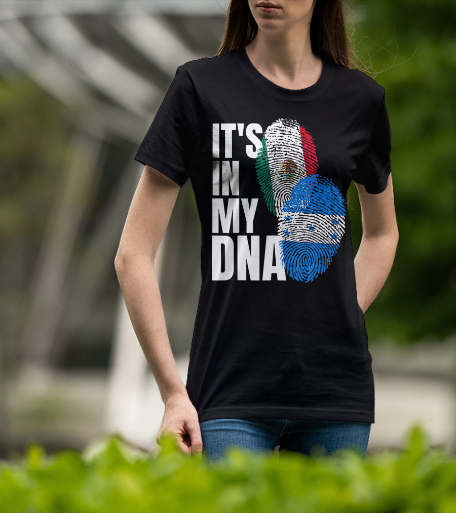 Mexican And Honduran Flag Fingerprints It's In My DNA Heritage T-Shirt