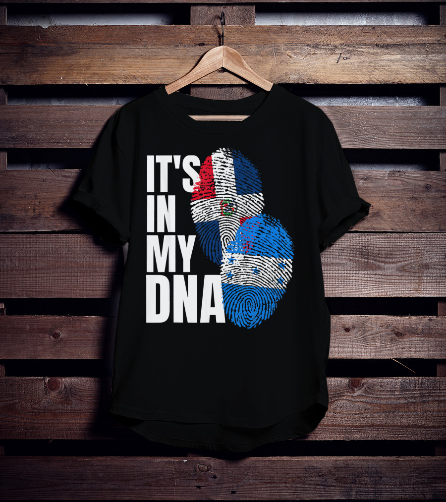 Honduran And Dominican Mix It's In My DNA Fingerprints Flag T-Shirt
