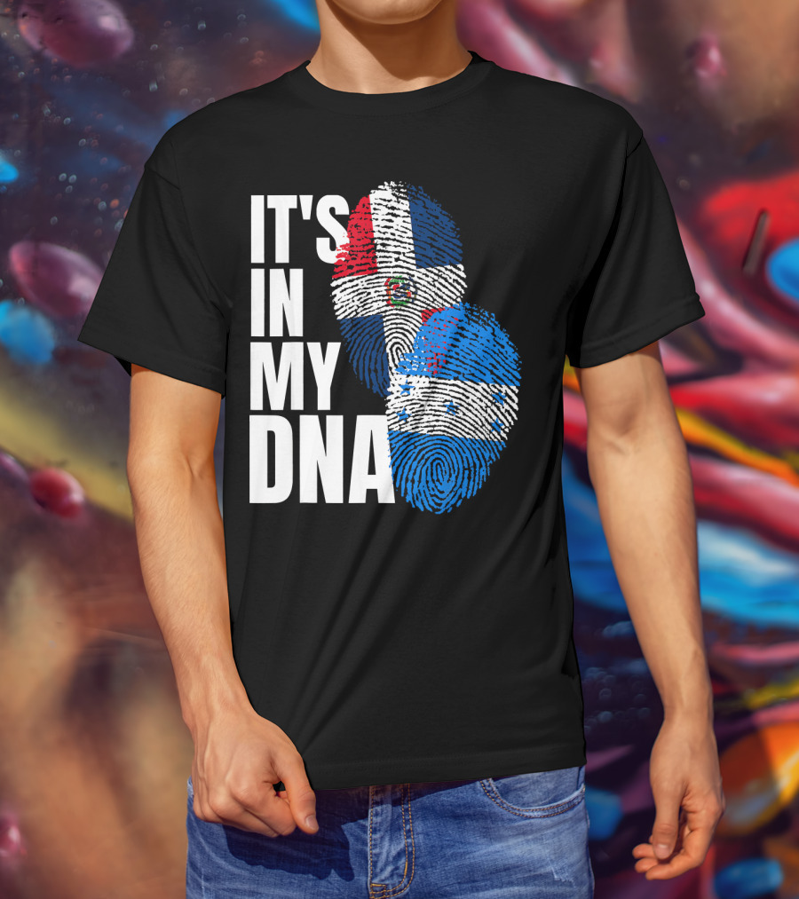 Honduran And Dominican Mix It's In My DNA Fingerprints Flag T-Shirt