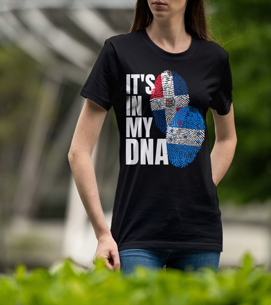 Honduran And Dominican Mix It's In My DNA Fingerprints Flag T-Shirt