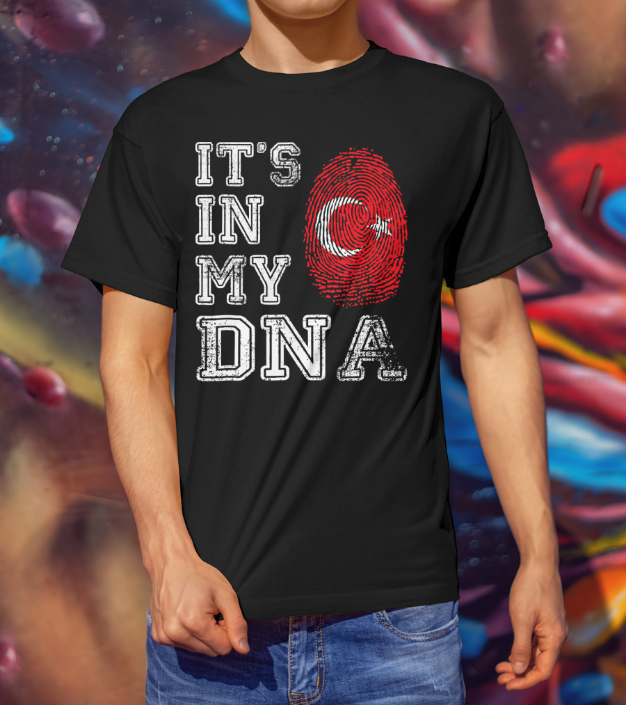 It's In My DNA Turkey Flag Fingerprint T-Shirt