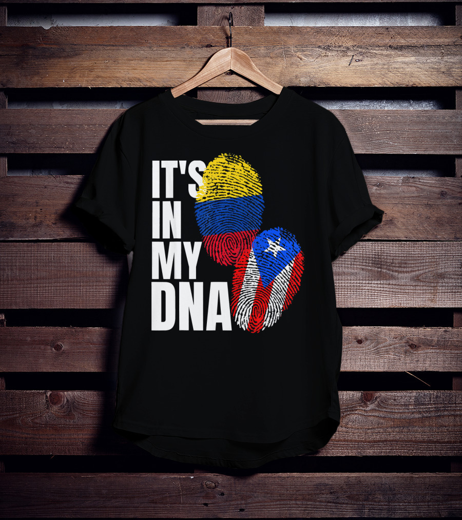 It's In My DNA Puerto Rican And Colombian Flag Fingerprints T-Shirt