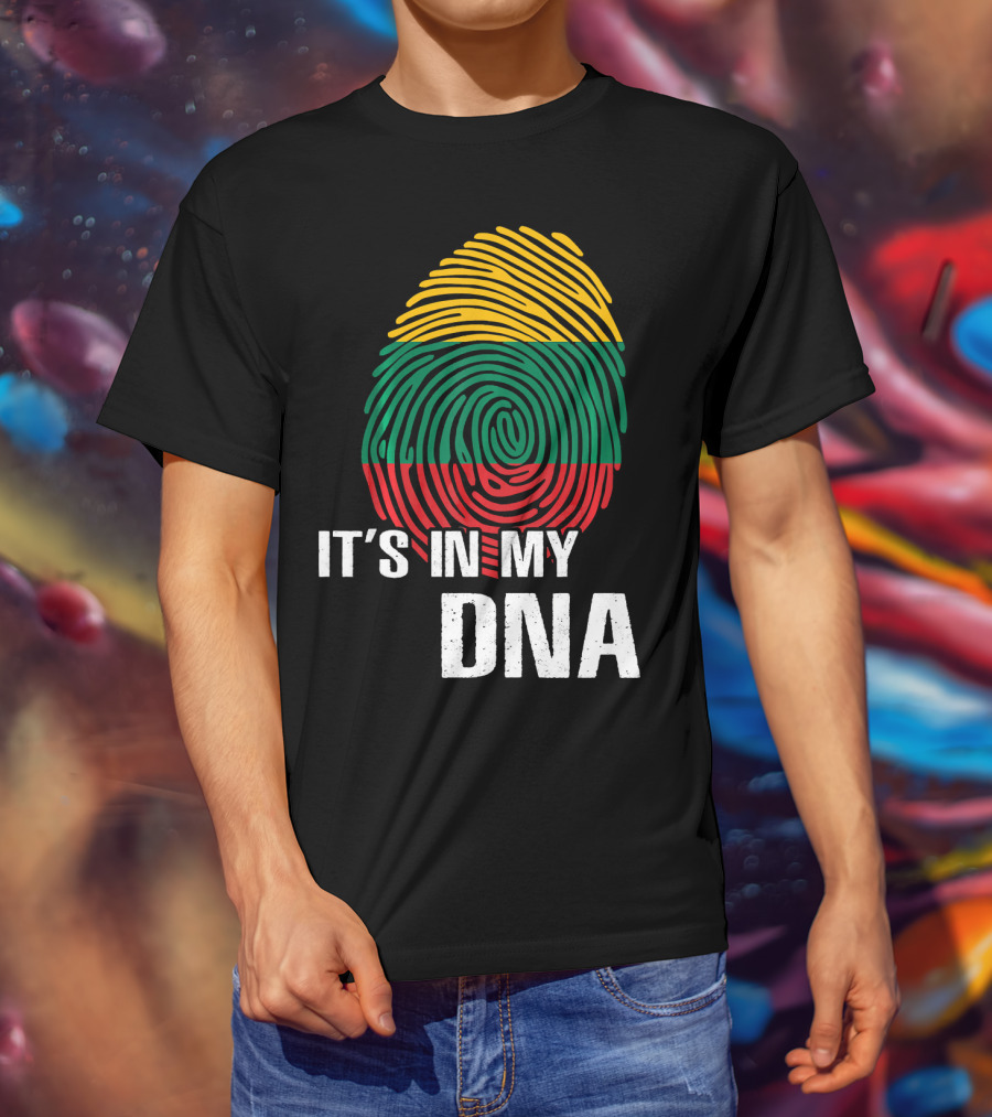 It's In My DNA Lithuania Fingerprint Lithuanian Flag T-Shirt