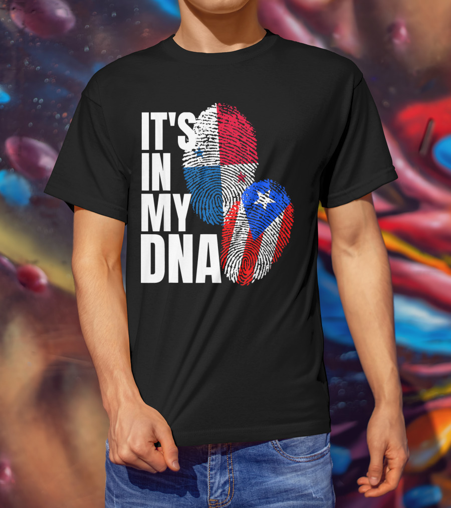 Panamanian Puerto Rican It's In My DNA Fingerprint Flag T-Shirt