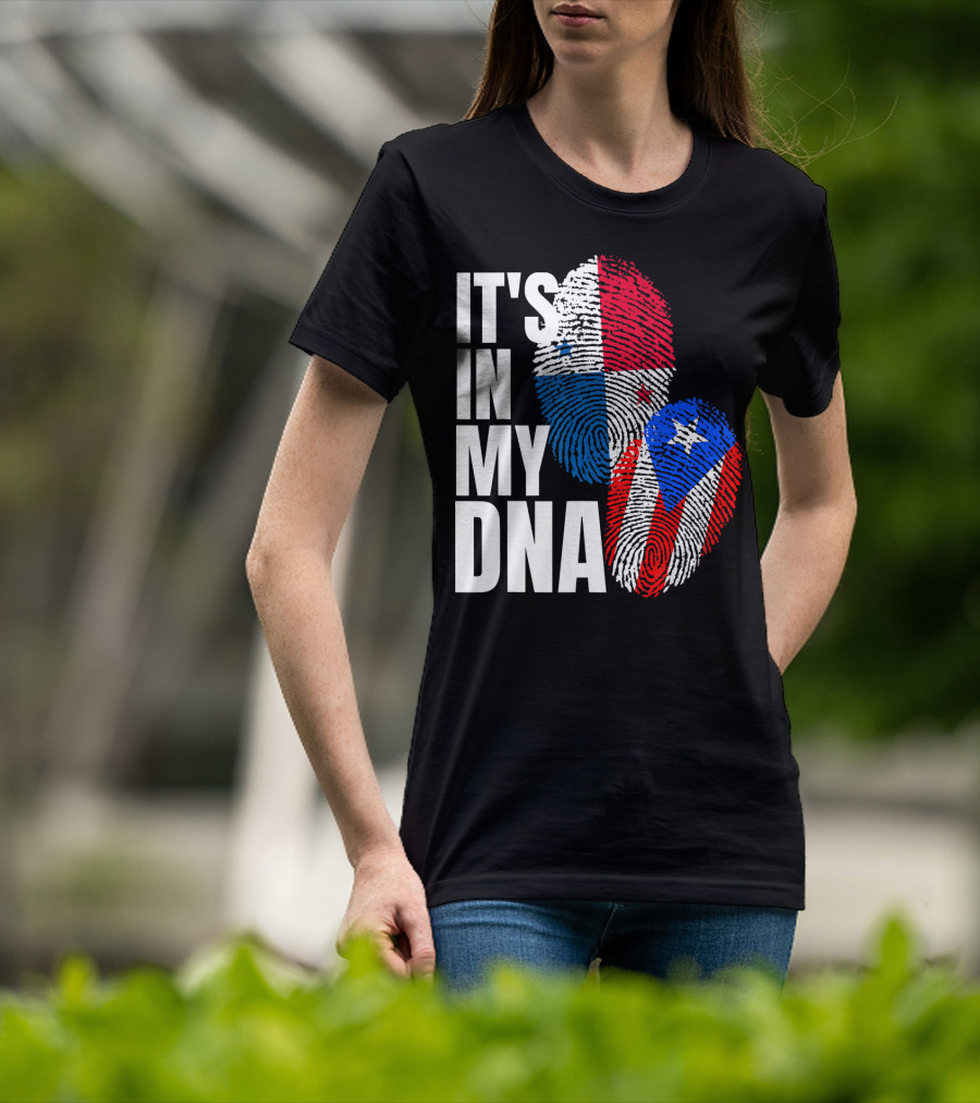Panamanian Puerto Rican It's In My DNA Fingerprint Flag T-Shirt