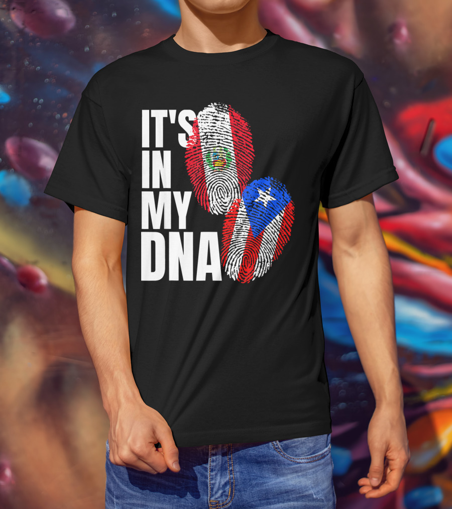 It's In My DNA Peruvian And Puerto Rican Flag Heritage T-Shirt