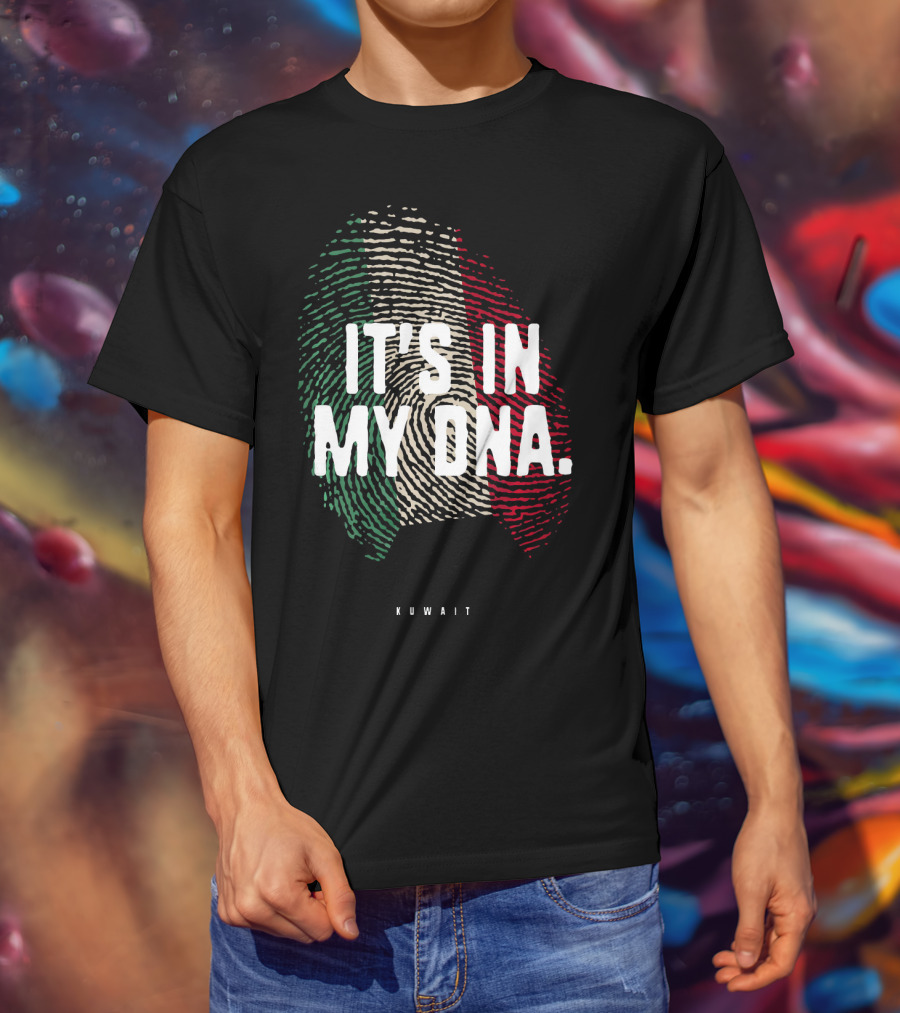 IT'S IN MY DNA Kuwait Flag Kuwaiti Fingerprint T-Shirt