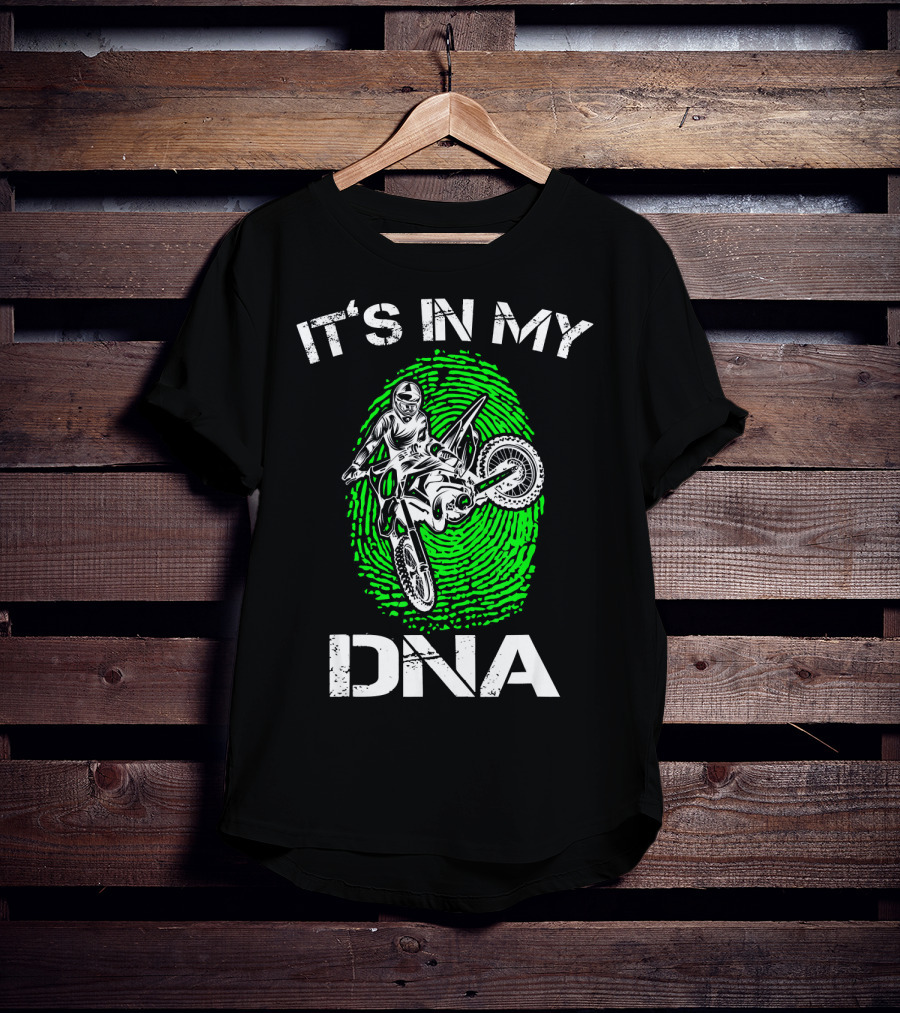 Motocross It's In My DNA Green Dirt Bike Fingerprint Rider T-Shirt