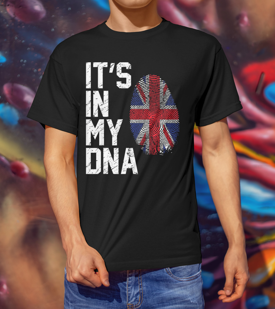 It's In My DNA British Flag Fingerprint T-Shirt