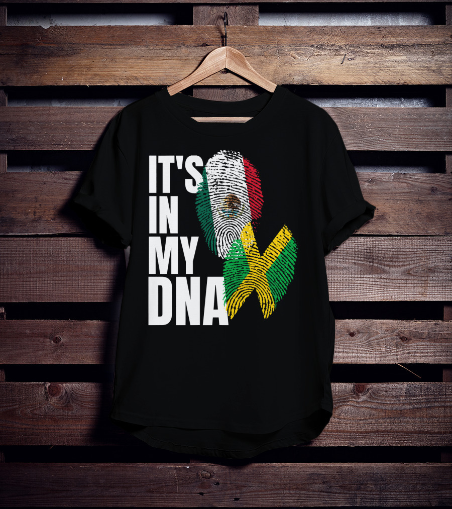 It's In My DNA Jamaican Mexican Flag Fingerprint Heritage T-Shirt