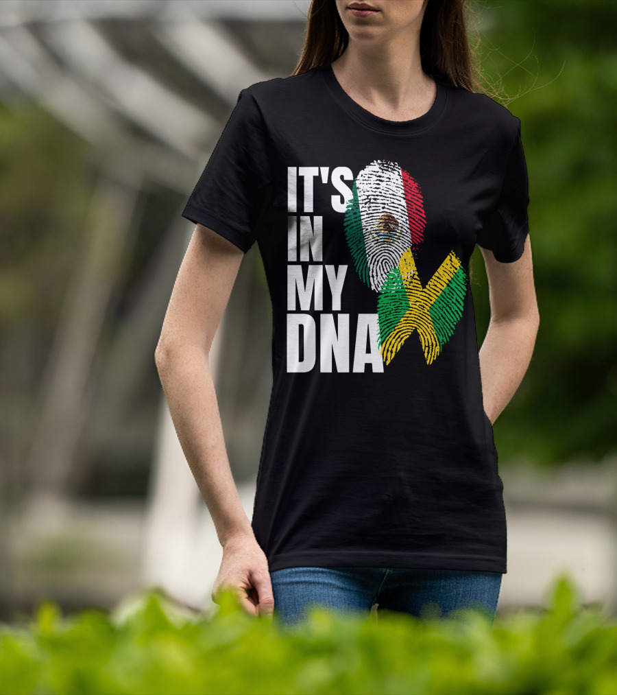 It's In My DNA Jamaican Mexican Flag Fingerprint Heritage T-Shirt