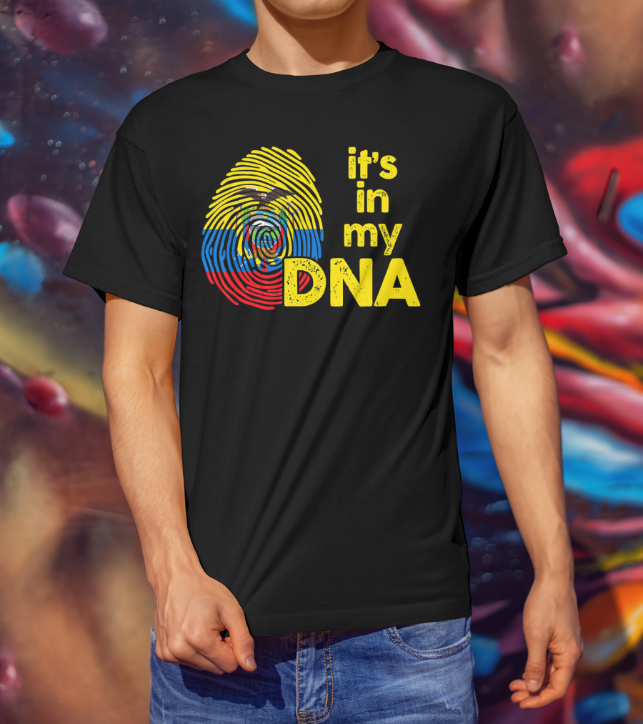 Ecuador Flag Fingerprint It's In My DNA T-Shirt