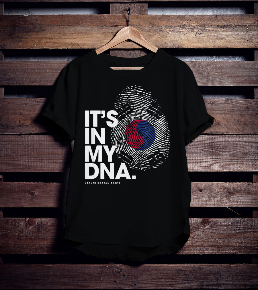 IT'S IN MY DNA South Korean Roots Fingerprint Flag T-Shirt