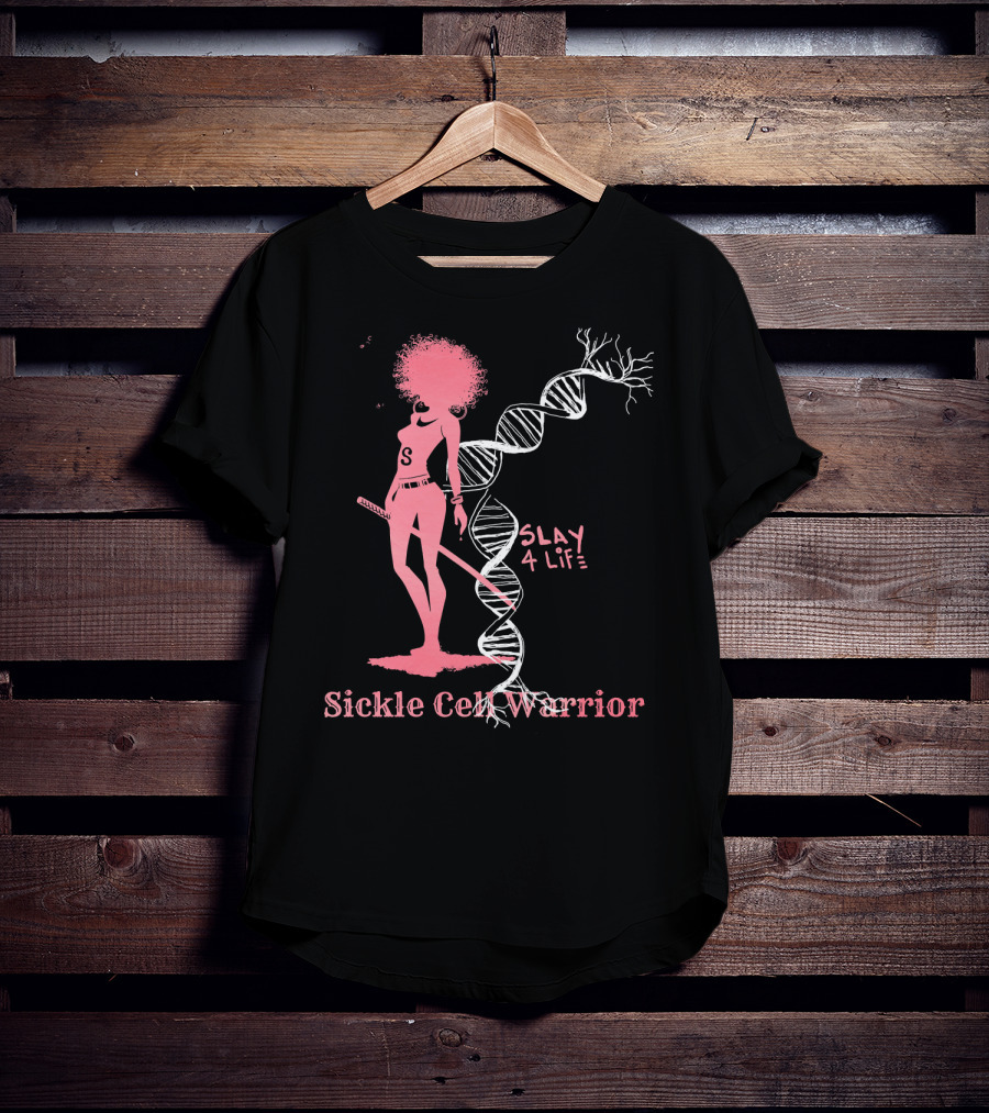 Sickle Cell Warrior Slay 4 Life DNA Pink T-Shirt