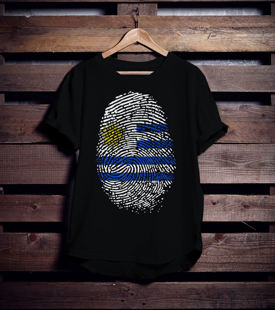 Uruguay Fingerprint Flag Theme Birthday DNA T-Shirt