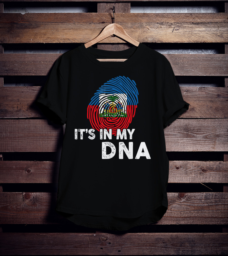 Haiti Flag Fingerprint It's In My DNA Haitian Pride T-Shirt