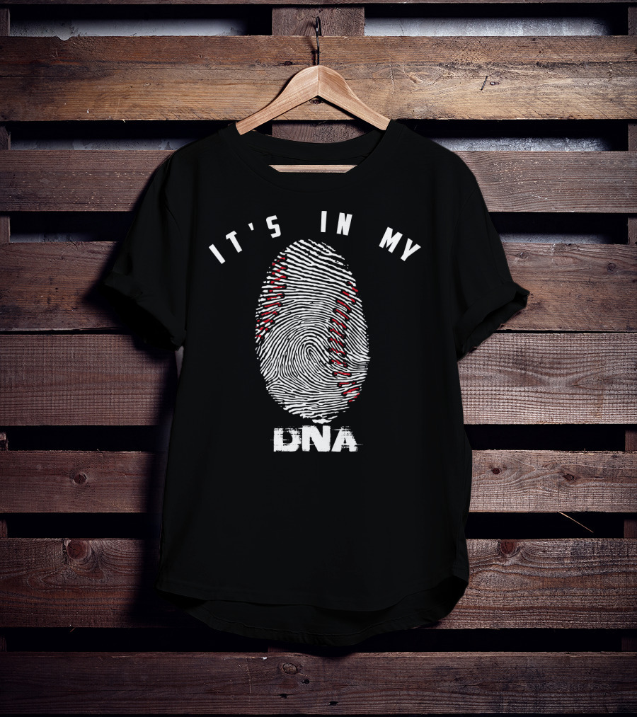 It's In My DNA Cute Baseball Player Thumbprint Stitching T-Shirt