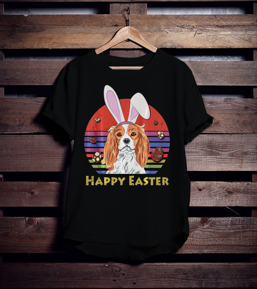 Happy Easter Cavalier King Charles Dog Bunny Headband T-Shirt