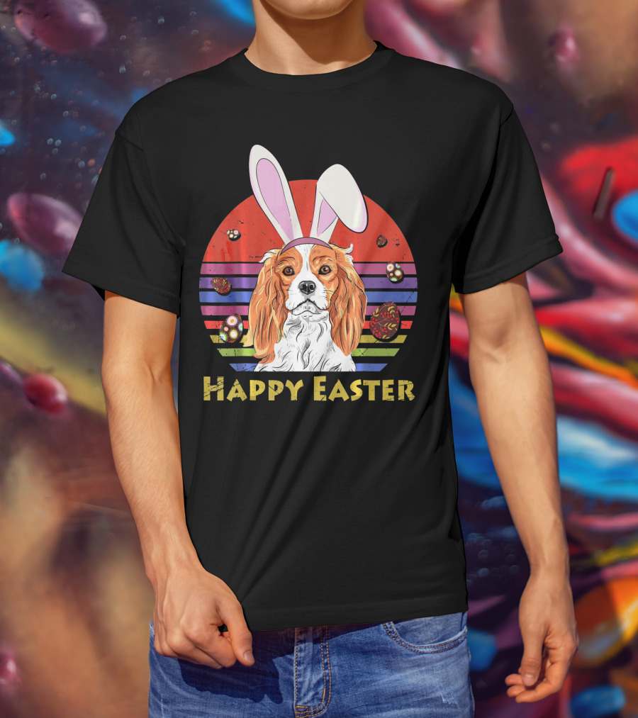 Happy Easter Cavalier King Charles Dog Bunny Headband T-Shirt