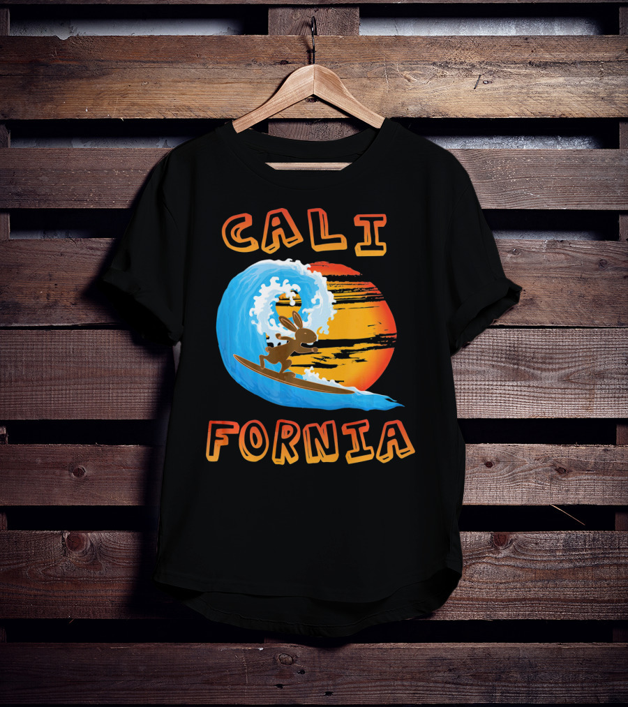California Surfing Rabbit Easter Wave Sun T-Shirt