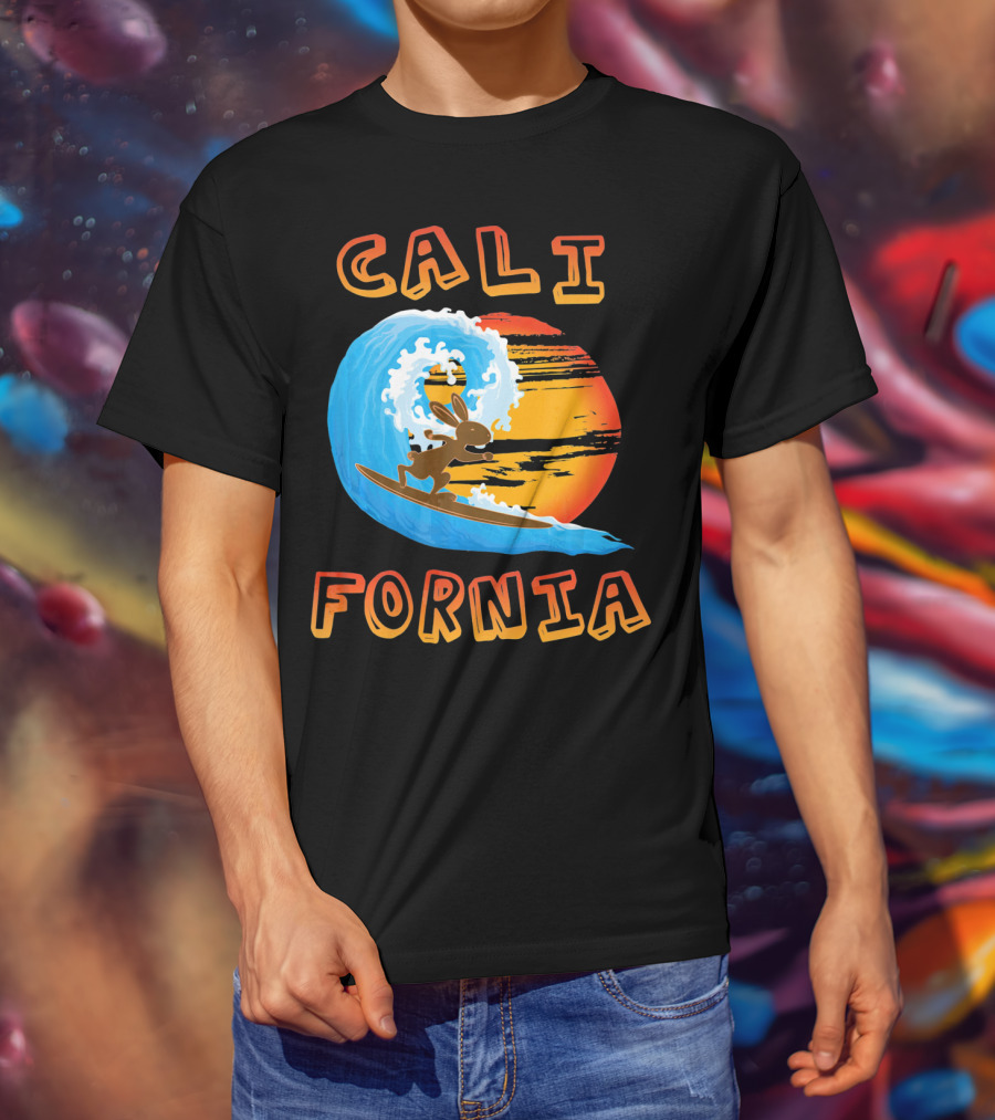 California Surfing Rabbit Easter Wave Sun T-Shirt