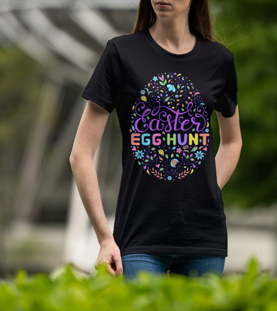 Easter Egg Hunt Colorful Floral T-Shirt