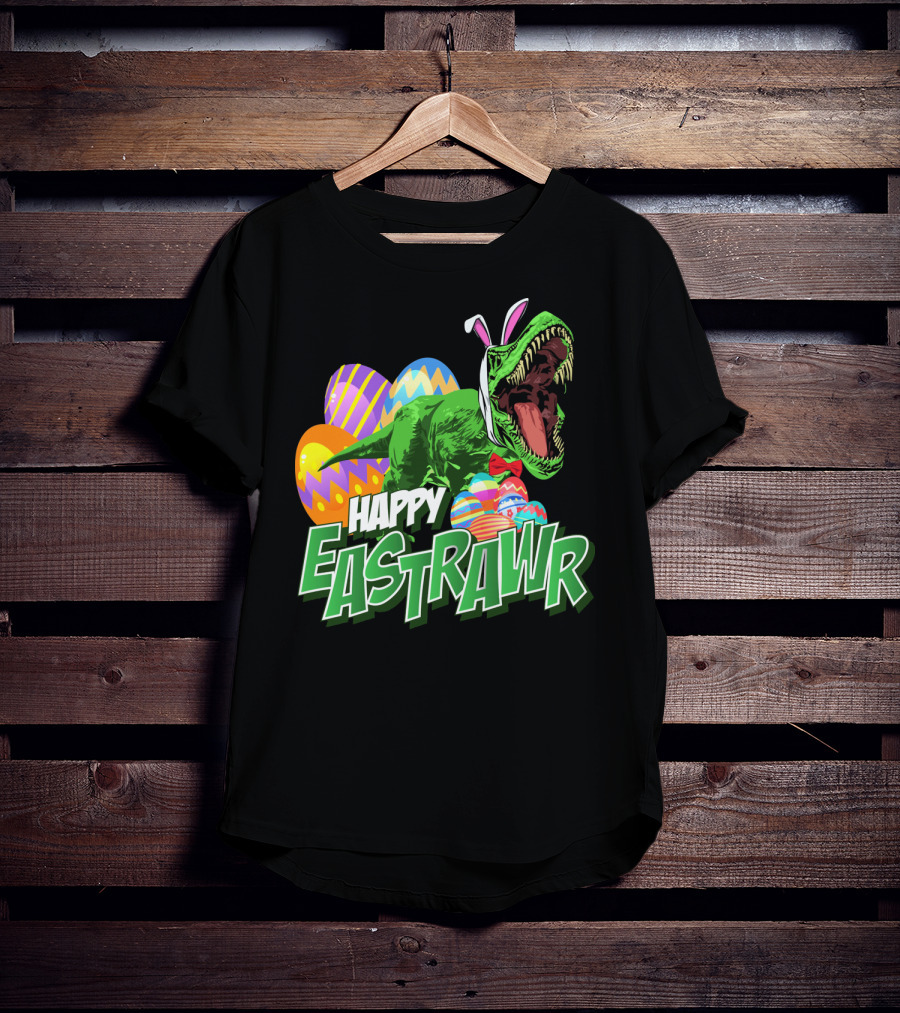 Happy Eastrawr Dinosaur Rex Easter Eggs Bunny Ears T-Shirt