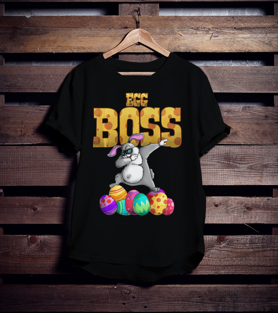 Egg Boss Cute Dabbing Easter Bunny With Colorful Eggs T-Shirt