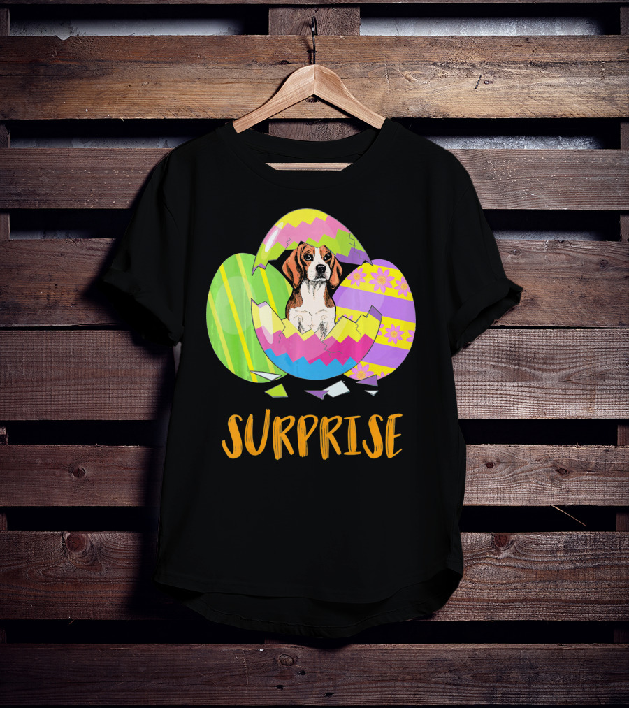 Surprise Beagle Bunny Funny Easter T-Shirt