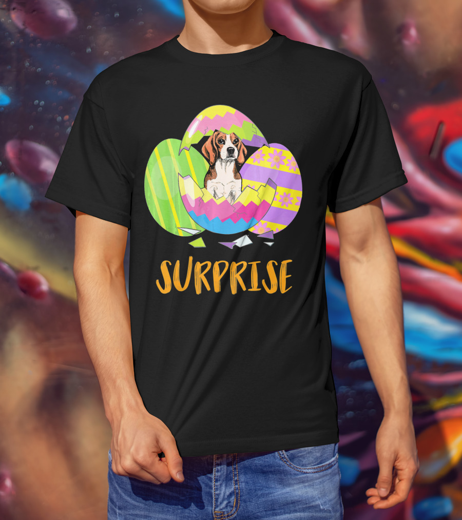 Surprise Beagle Bunny Funny Easter T-Shirt
