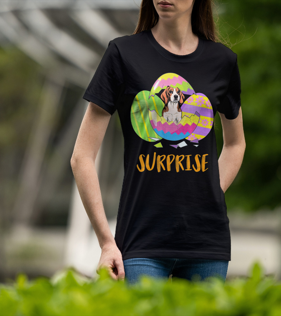 Surprise Beagle Bunny Funny Easter T-Shirt