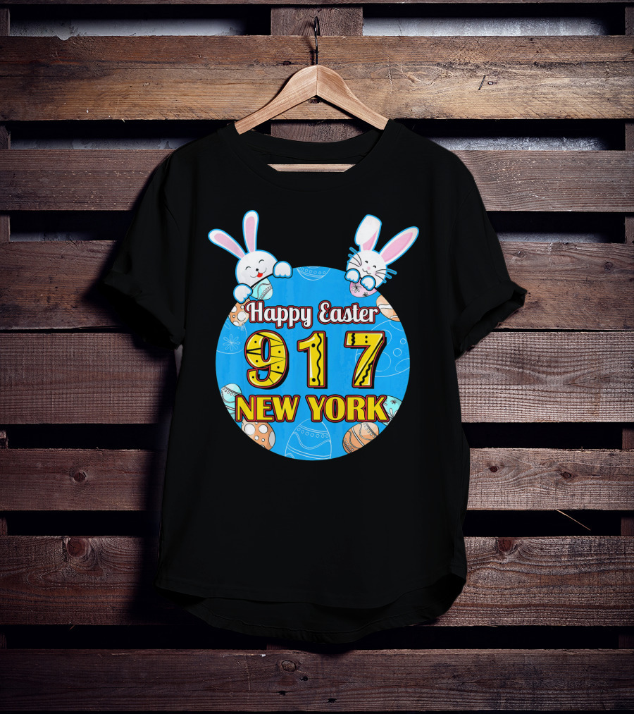Happy Easter 917 New York With Bunnies And Eggs T-Shirt
