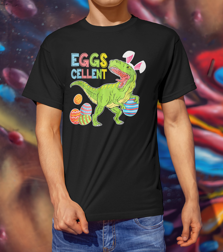 EGGSCELLENT Dinosaur Rex With Rabbit Ears And Easter Eggs T-Shirt