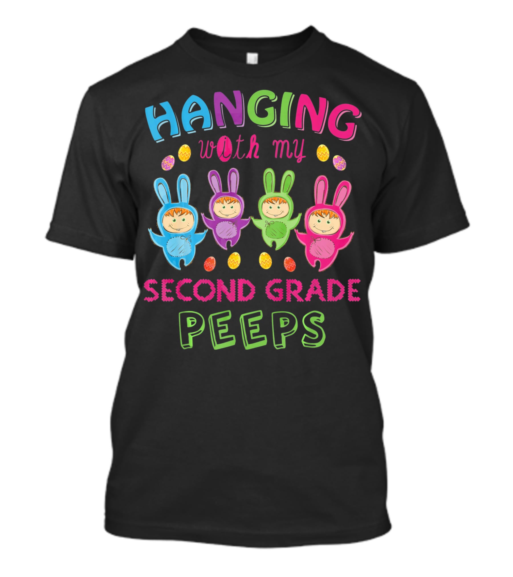 Hanging With My Second Grade Peeps Cute Bunny Kids T-Shirt