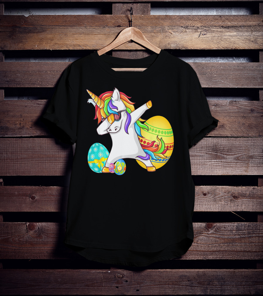 Dabbing Unicorn With Easter Eggs And Bunny Ears T-Shirt