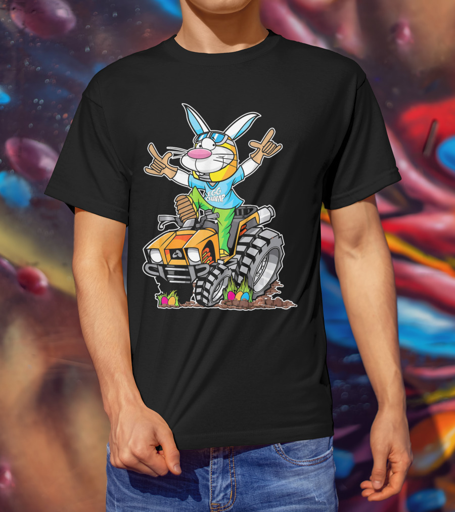 Easter Bunny Egg Champ Riding ATV With Easter Eggs And Sunglasses T-Shirt