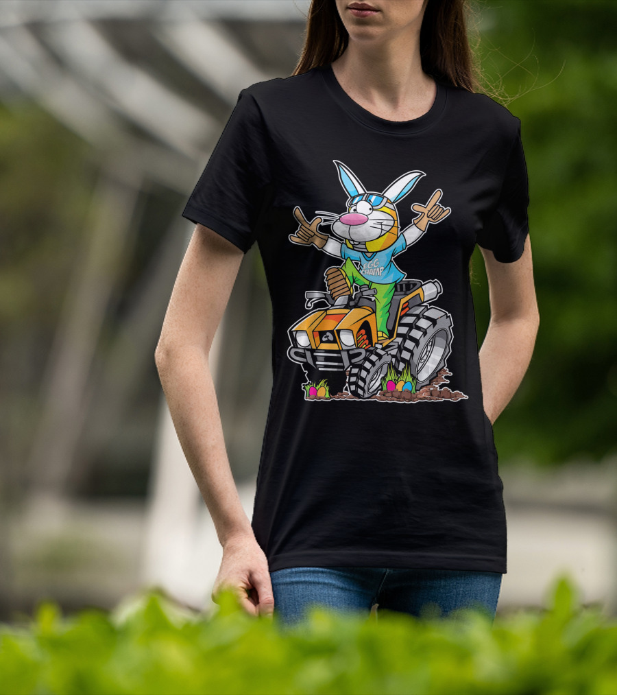 Easter Bunny Egg Champ Riding ATV With Easter Eggs And Sunglasses T-Shirt