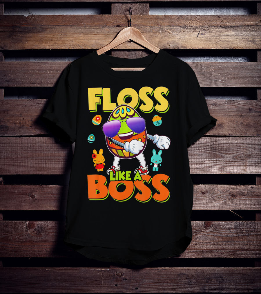 Floss Like A Boss Easter Egg With Kids And Bunnies T-Shirt