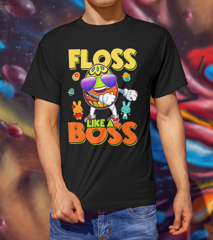 Floss Like A Boss Easter Egg With Kids And Bunnies T-Shirt