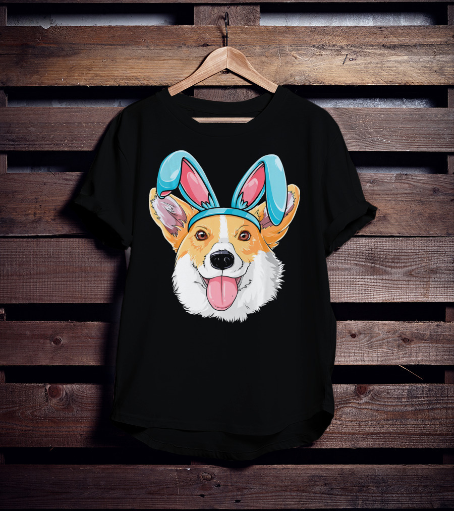 Easter Bunny Ears Corgi Dog T-Shirt