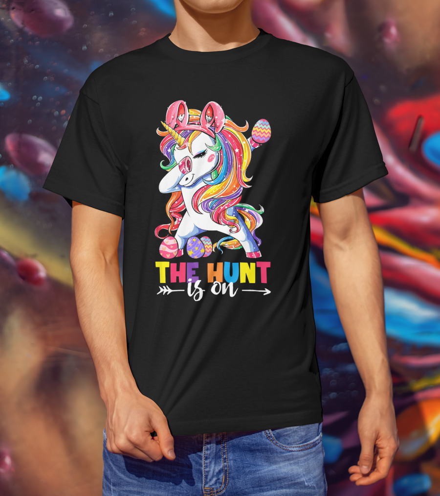 Easter Dabbing Unicorn Bunny The Hunt Is On T-Shirt