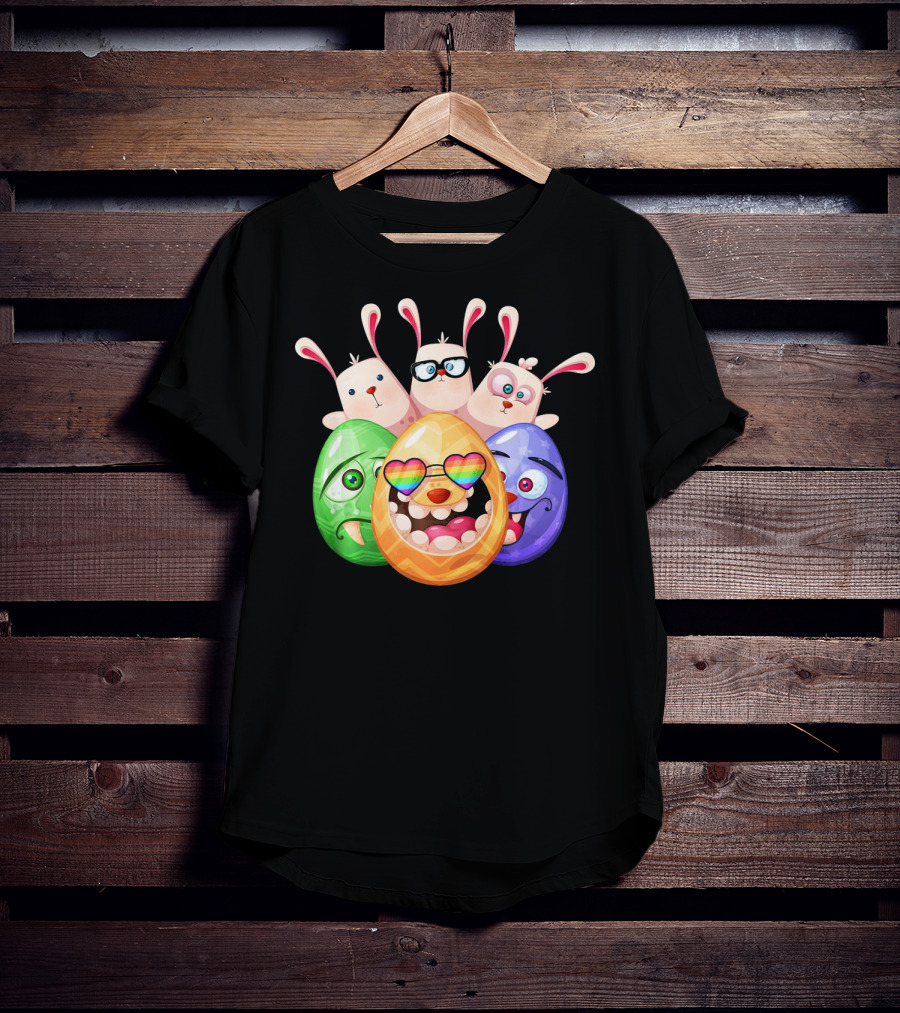 Three Easter Emoji Eggs With Funny Bunny Rabbits T-Shirt