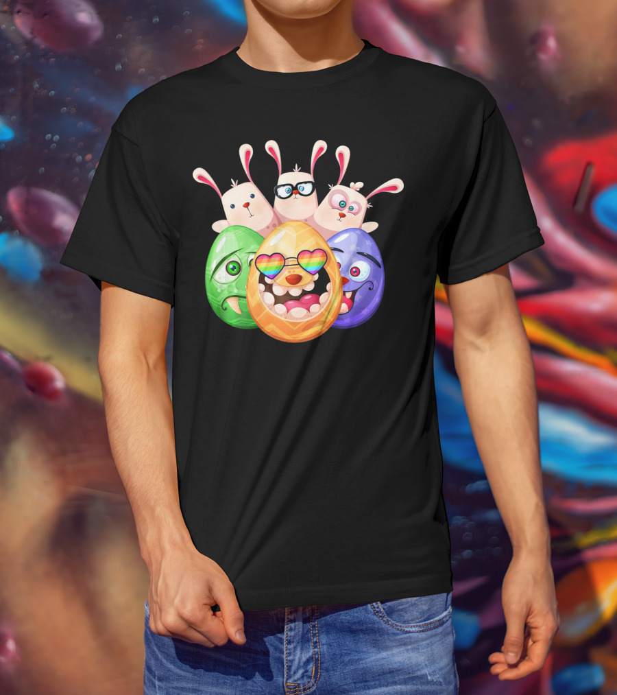 Three Easter Emoji Eggs With Funny Bunny Rabbits T-Shirt
