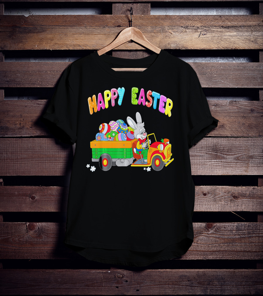 Happy Easter Bunny Driving Car With Easter Eggs T-Shirt